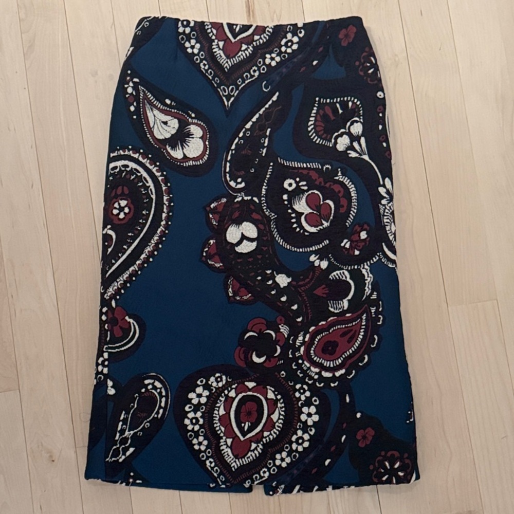 La Double J Blu Paisley Brocade Skirt - Size L